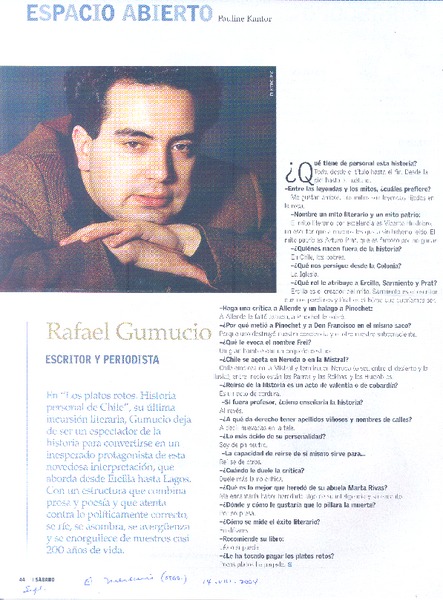 Rafael Gumucio escritor y periodista. (Entrevista)