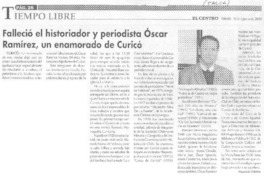 Falleció el historiador y periodista Oscar Ramírez, un enamorado de Curicó
