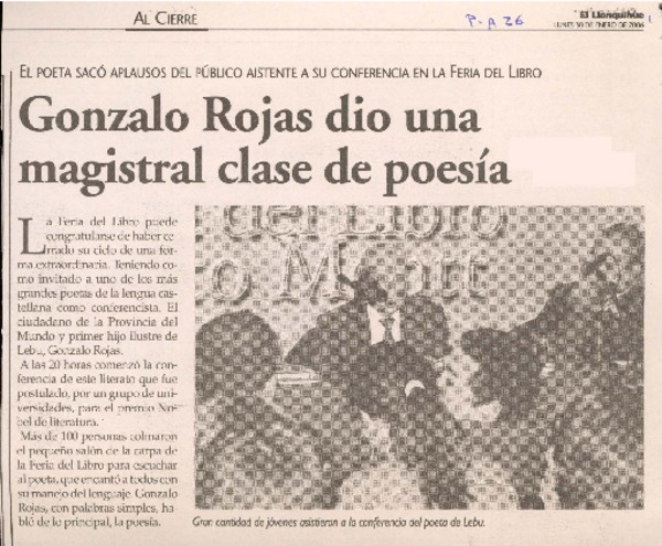 Gonzalo Rojas dió una magistral clase de poesía