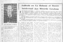 Falleció en La Habana el ilustre intelectual don Ricardo Latcham
