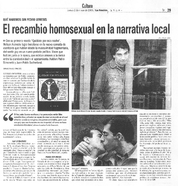 El recambio homosexual en la narrativa local