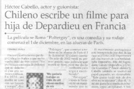 Chileno escribe un filme para hija de Depardieu en Francia