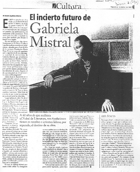 El incierto futuro de Gabriela Mistral