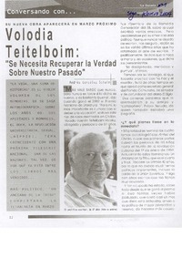 Volodia Teitelboim: "Se necesita recuperar la verdad sobre nuestro pasado" (entrevista)