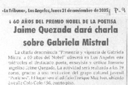 Jaime Quezada dará charla sobre Gabriela Mistral