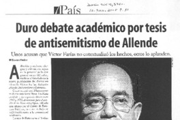 Duro debate académico por tesis de antisemitismo de Allende