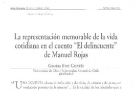La Representación memorable de la vida cotidiana en el cuento "El delincuente" de Manuel Rojas