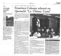 Francisco Coloane relanzó en Quemchi "La Última Carta"