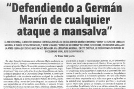 "Defendiendo a Germán Marín de cualquier ataque a mansalva"