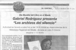 Gabriel Rodríguez presenta "Los archivos del silencio"
