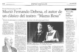 Murió Fernando Debesa, el autor de un clásico del teatro: "Mama Rosa"