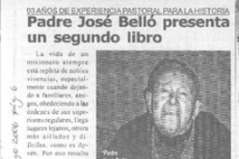 Padre José Bello presenta un segundo libro
