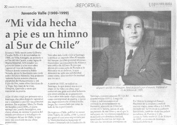 "Mi vida hecha a pie es un himno al sur de Chile"