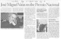 José Miguel Varas recibe Premio Nacional