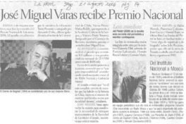 José Miguel Varas recibe Premio Nacional