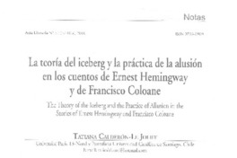 La Teoría del iceberg y la práctica de la alusión en los cuentos de Ernest Hemingway y de Francisco Coloane