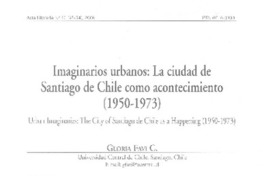 Imaginarios urbanos: La ciudad de Santiago de Chile como acontecimiento (1950-1973)