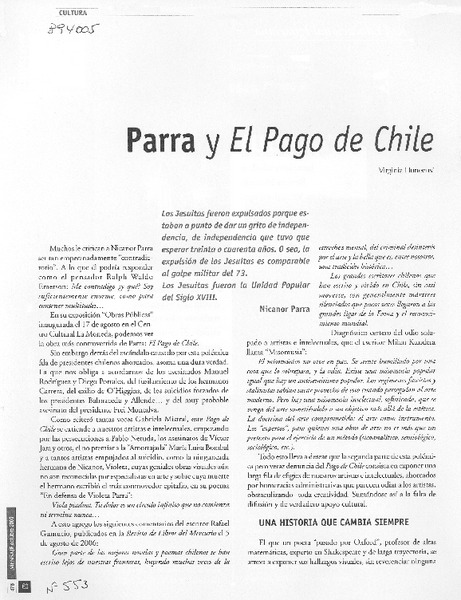Parra y el pago de Chile