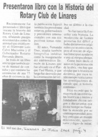 Presentaron libro con la historia del Rotary Club de Linares