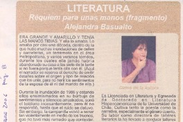 Literatura : Réquiem para unas manos (fragmento) Alejandra Basualto.