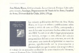 Ana María Risco, crítica situada. La escritura de Enrique Lihn sobre artes visuales