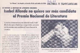Isabel Allende no quiere ser más candidata al Premio Nacional de Literatura