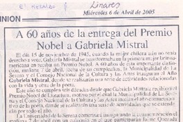 A 60 años de la entrega del Premio Nobel a Gabriela Mistral