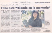 Poetisa oriunda de Puquiñe participa en compilación literaria : Fabe está "Hilando en la memoria"