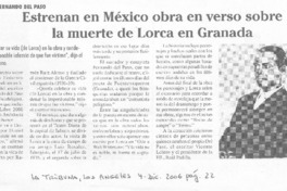 Estrenan en México obra en verso sobre la muerte de Lorca en Granada