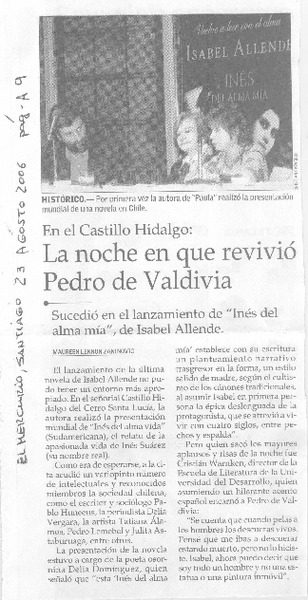 La noche en que revivió Pedro de Valdivia