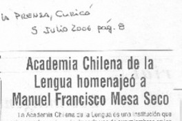 Academia Chilena de la Lengua homenajeó a Manuel Francisco Mesa Seco