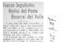 Fueron sepultados restos del poeta Rosamel del Valle