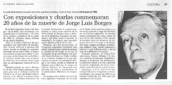 Con exposiciones y charlas conmemoran 20 años de lam uerte de Jorge Luis Borges