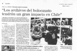 "Los archivos del holocausto tendrán un gran impacto en Chile" (entrevista)
