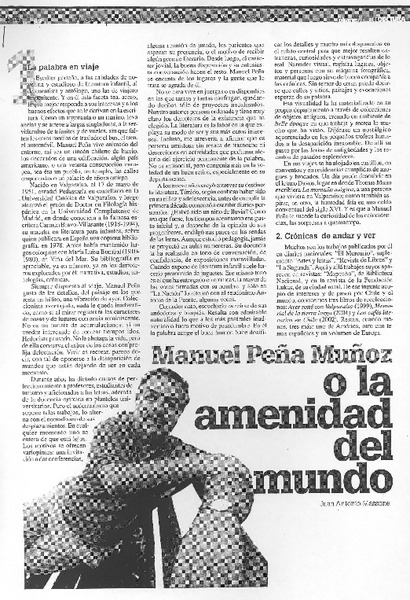 Manuel Peña Muñoz o la amenidad del mundo