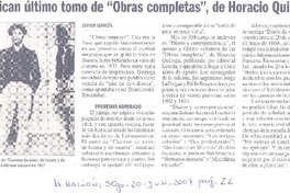 Publican último tomo de "Obras completas", de Horacio Quiroga