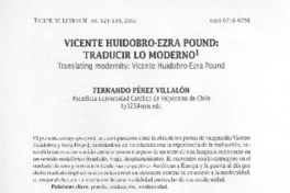 Vicente Huidobro-Ezra Pound, traducir lo moderno