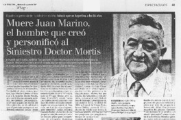 Muere Juan Marino, el hombre que creó y personificó al Sinistro Doctor Mortis