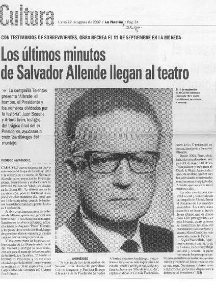 Los últimos minutos de Salvador Allende llegan al teatro