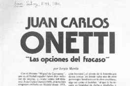 Juan Carlos Onetti, las opciones del fracaso