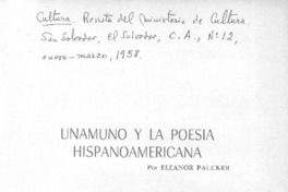 Unamuno y la poesía hispanoamericana