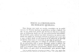 Hacia la cronología de Horacio quiroga