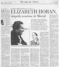 Elizabeth Horan, biógrafa acuciosa de Mistral