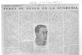 Pérez de Ayala en la academia