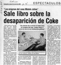 Sale libro sobre la desaparición de Coke  [artículo]