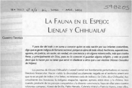 La fauna en el espejo, Lienlaf y de Chihuailaf  [artículo] Gilberto Triviños