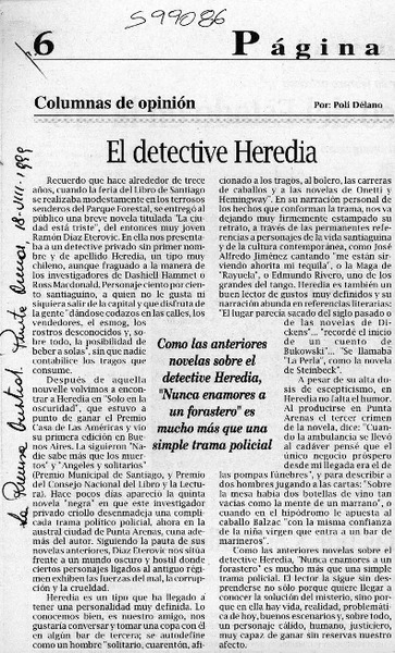 El detective Heredia  [artículo] Poli Délano