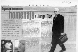 Organizan semana en homenaje a Jorge Díaz