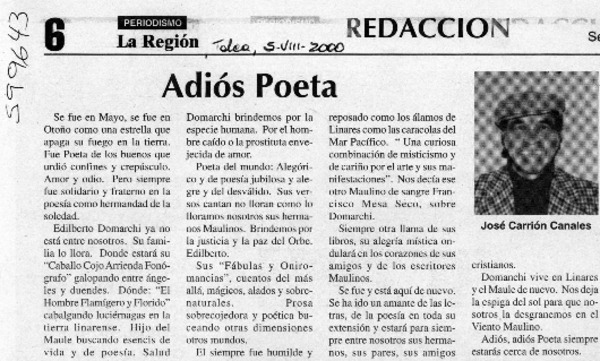 Adiós poeta  [artículo] José Carrión Canales