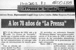 A los 78 año de "La Prensa"  [artículo] Pedro Tapia Zuleta